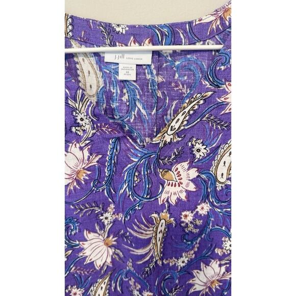 J.Jill Love Linen Purple Floral Abstract Pattern Linen Sheath Dress, XS P 1766 - Picture 5 of 10